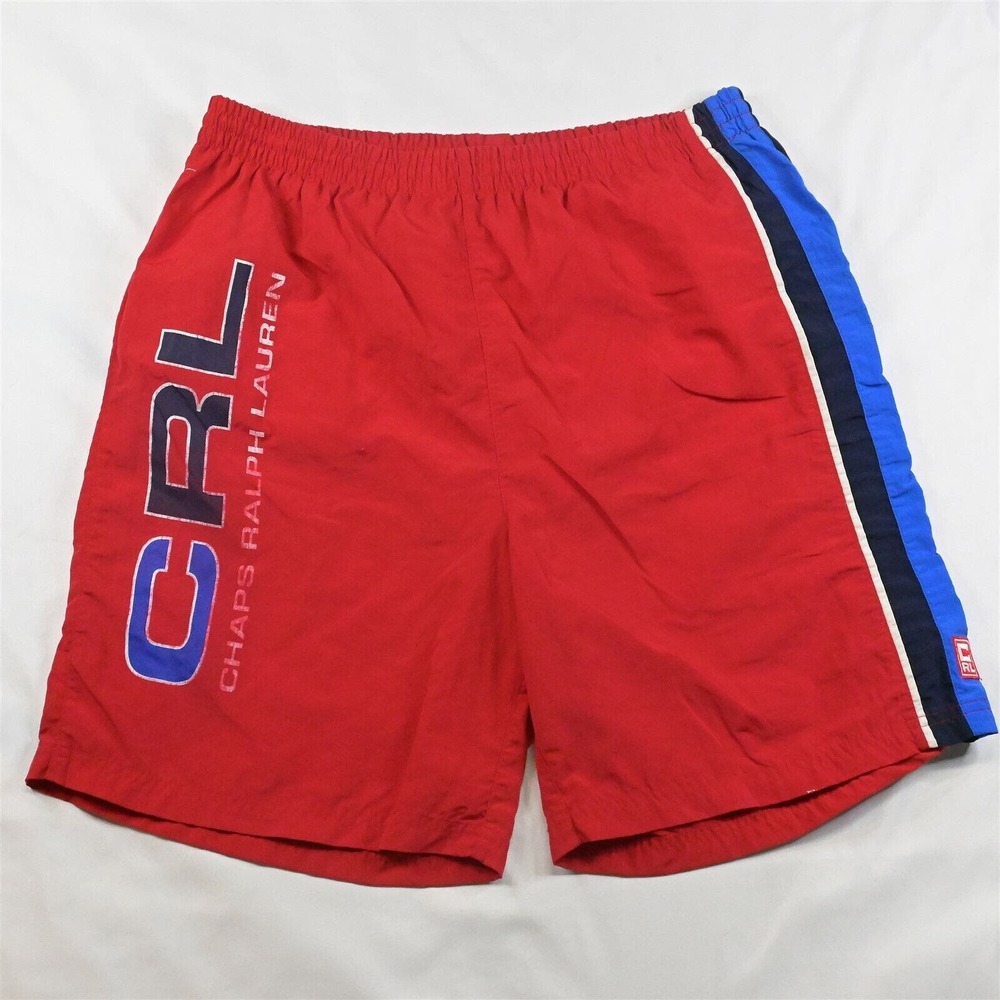 Chaps Ralph‎ Lauren XL x 7" Red Print Mesh Brief Training Swim Shorts